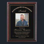 Outstanding Achievement Photo Gold Custom Award Plaque<br><div class="desc">Outstanding Achievement Photo Gold Custom Award Plaque to recognize and award your employees at your company or organization. Replace with your information.  Great to give for Award ceremonies or just to thank your employees or volunteers for their service. Or give to someone just because.  Personalize it with your information.</div>