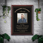 Outstanding Achievement Photo Gold Custom Award Plaque<br><div class="desc">Outstanding Achievement Photo Gold Custom Award Plaque to recognize and award your employees at your company or organization. Replace with your information.  Great to give for Award ceremonies or just to thank your employees or volunteers for their service. Or give to someone just because.  Personalize it with your information.</div>