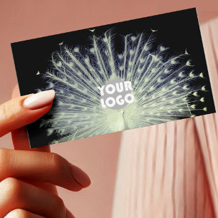 Outstanding Beautifule Peacock Photo Logo on Black Business Card