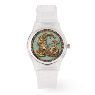 Outstanding Capricorn 3 D Gold Mosaic Watch