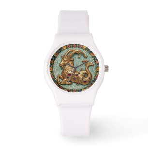 Outstanding Capricorn 3 D Gold Mosaic Watch