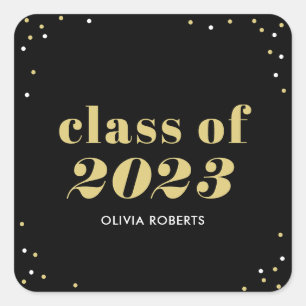 Outstanding Class Editable Color Graduation Square Sticker