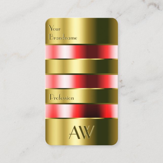 Outstanding Gold Glass Can Red Fluids and Initials Business Card (Front)