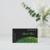 Outstanding Green Glittered Glitter Stars Modern Business Card (Standing Front)