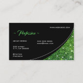Outstanding Green Glittered Glitter Stars Modern Business Card (Back)