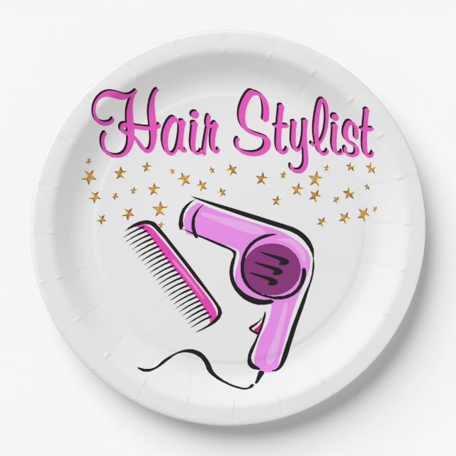 OUTSTANDING HAIR STYLIST AND BEAUTICIAN PAPER PLATES (Front)