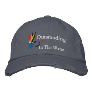 Outstanding in the Water Clever Flyfishing Embroidered Baseball Cap