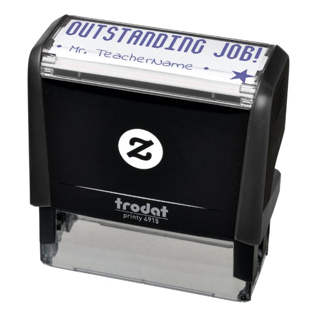 "OUTSTANDING JOB!" + Teacher Name Rubber Stamp (Product)
