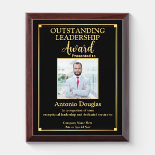 Outstanding Leadership for Boss Gold & Black Award Plaque