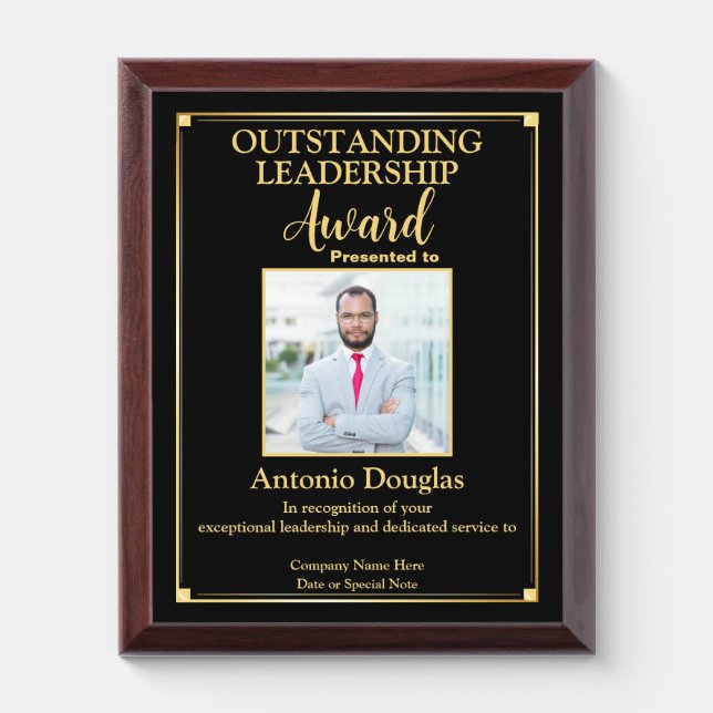 Outstanding Leadership for Boss | Gold & Black Award Plaque (Vertical)