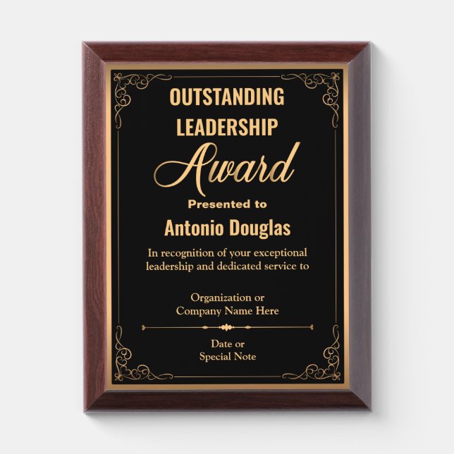 Outstanding Leadership for Boss or Leader Award Plaque (Vertical)