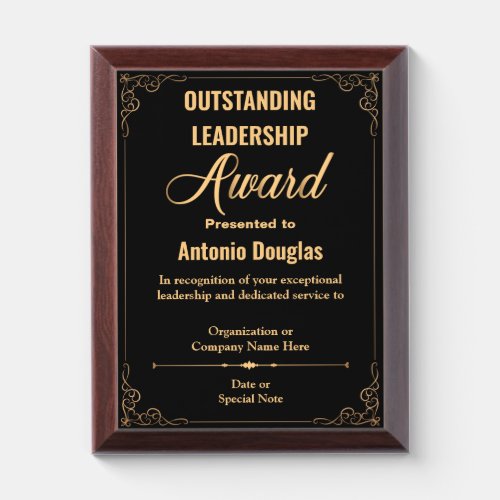 Outstanding Leadership for Boss or Leader Award Plaque