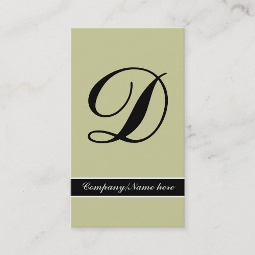 Outstanding monogram olive green black business card
