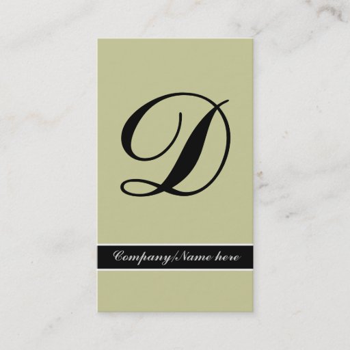 Customizable Outstanding monogram olive green black business card