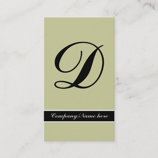Outstanding monogram olive green black business card (Front)