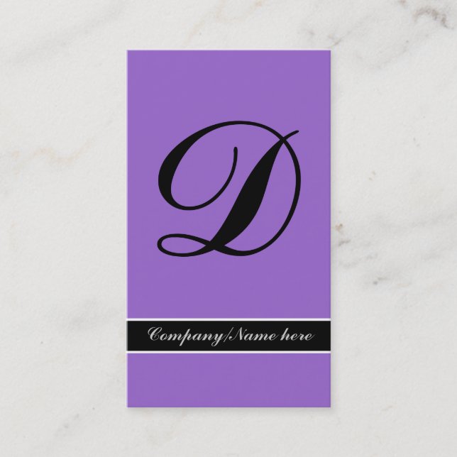 Outstanding monogram purple black business cards (Front)