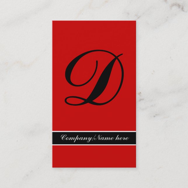 Outstanding monogram red black business cards (Front)