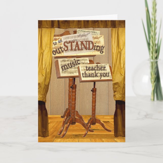 outSTANDing Music Teacher Letterpress Thank You Card (Front)