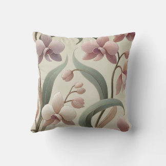 Outstanding Orchid Print Design Throw Pillow