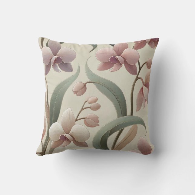 Outstanding Orchid Print Design Throw Pillow (Back)