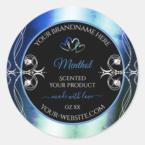 Outstanding Ornate Blue Teal Black Product Labels