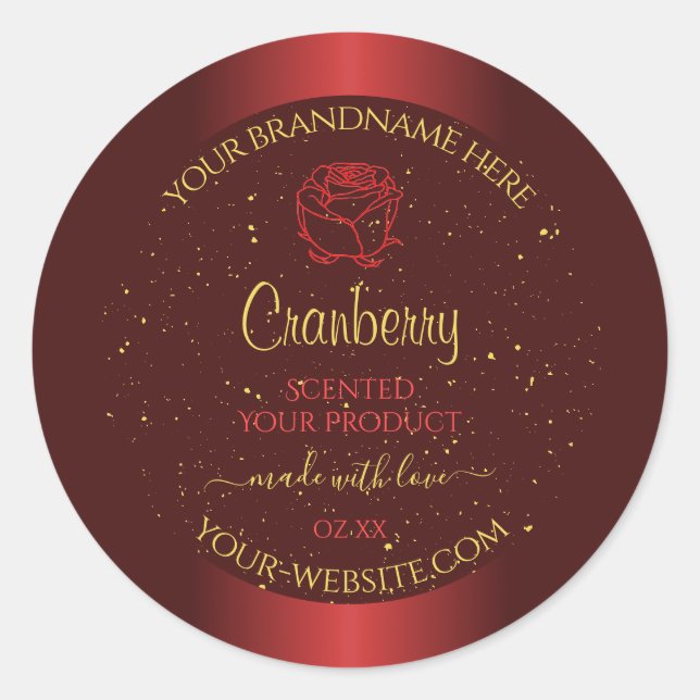 Outstanding Red Product Labels Gold Glitter Floral (Front)