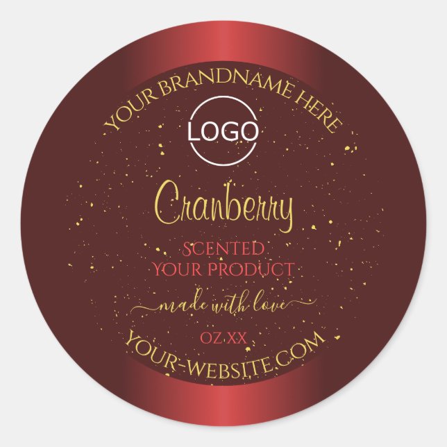 Outstanding Red Product Labels Gold Glitter Logo (Front)