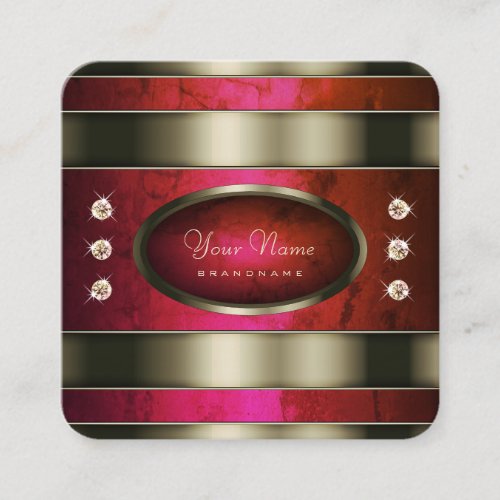 Outstanding Silver with Red Pink Gradient Marble  Square Business Card