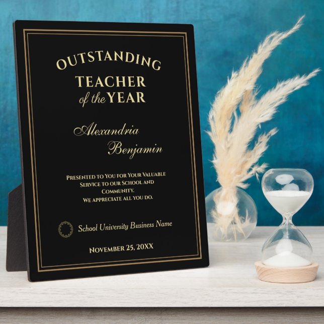 Outstanding Teacher of the Year Gold Award Plaque (Side)