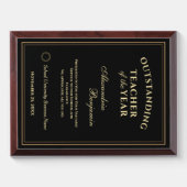 Outstanding Teacher of the Year Gold Personalize Award Plaque | Zazzle