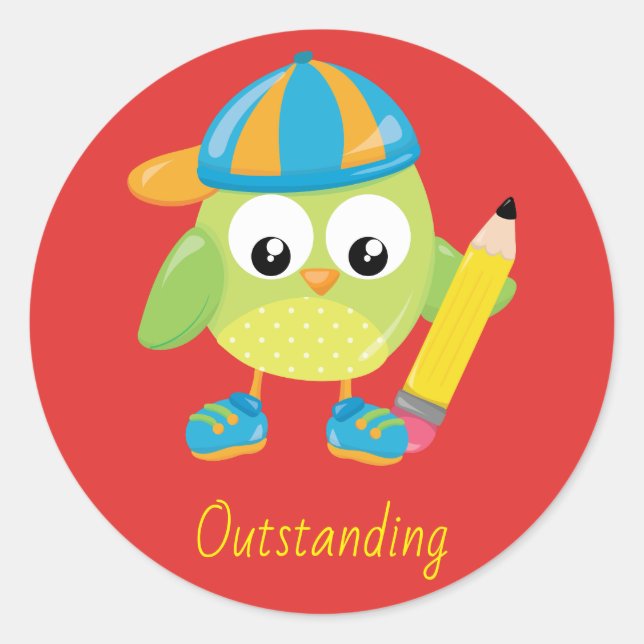 Outstanding Teacher Reward Classic Round Sticker (Front)