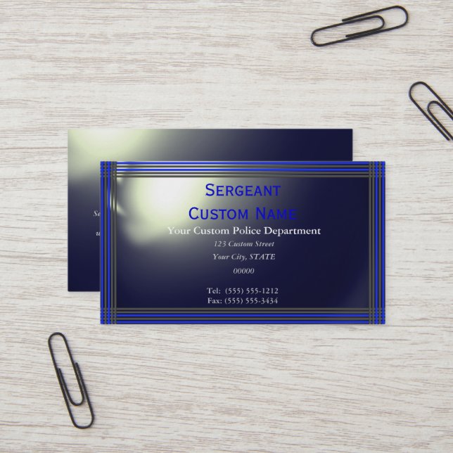 Outstanding Thin Blue Line Custom Business Cards (Front/Back In Situ)