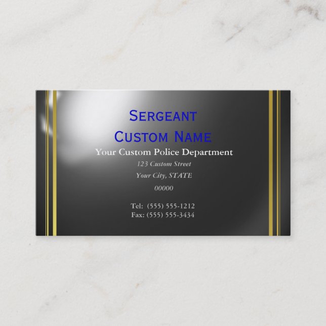 Outstanding Thin Blue Line Custom Business Cards (Front)