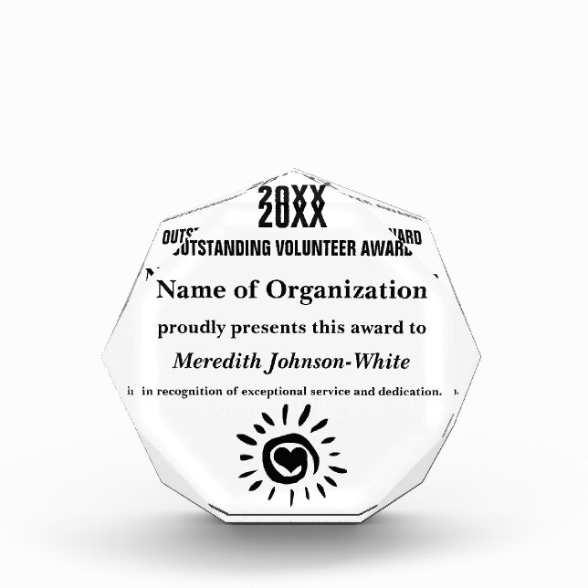 Outstanding Volunteer Award (Front)