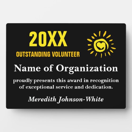 Outstanding Volunteer of the Year Plaque