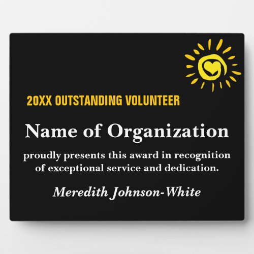 Outstanding Volunteer of the Year Plaque
