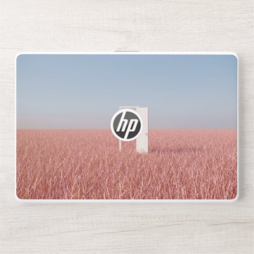 Outstanding White door open on pink grass HP Laptop Skin