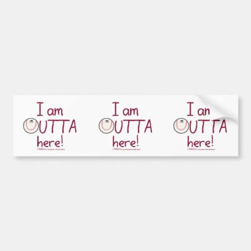 Outta Here Baseball Character Bumper Sticker