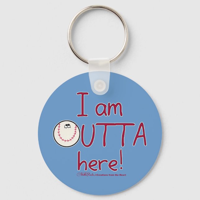 Outta Here! Baseball Character Keychain (Front)