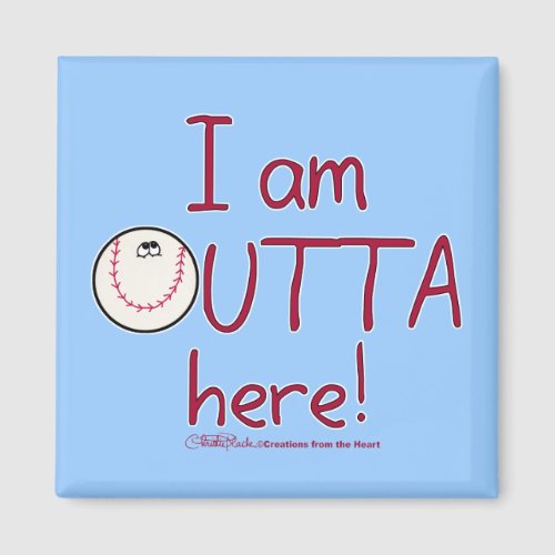 Outta Here Baseball Character Magnet