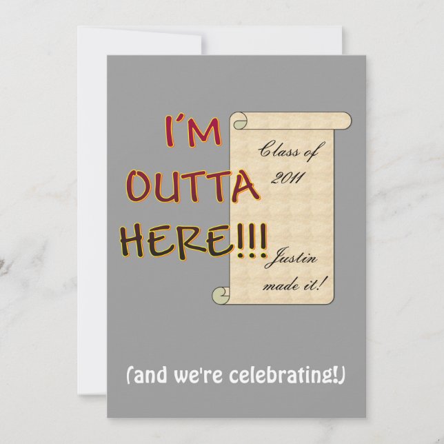 Outta Here Graduate Invitation (Front)