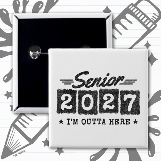 Outta Here Graduation Retro Senior Class of 2027 Button (Creator Uploaded)