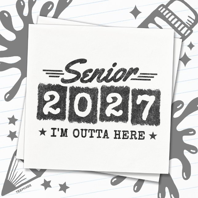 Outta Here Graduation Retro Senior Class of 2027 Napkins (Creator Uploaded)