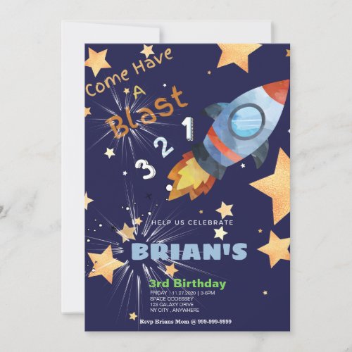 Outta Space Birthday Invitation Card