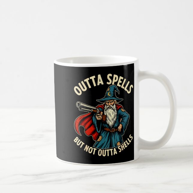Outta Spells But Not Outta Shells Wizard Fantasy M Coffee Mug (Right)