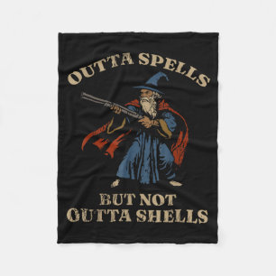 Outta Spells But Not Outta Shells Wizard Fantasy M Fleece Blanket