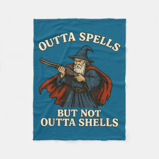 Outta Spells But Not Outta Shells Wizard Fantasy M Fleece Blanket