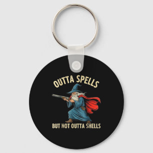 Outta Spells But Not Shells Wizard Meme  Keychain