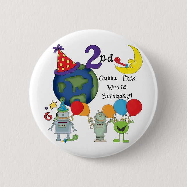 Outta This World 2nd Birthday Tshirts Pinback Button (Front)