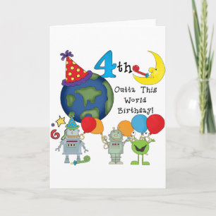Outta This World 4th Birthday Tshirts and Gifts Card